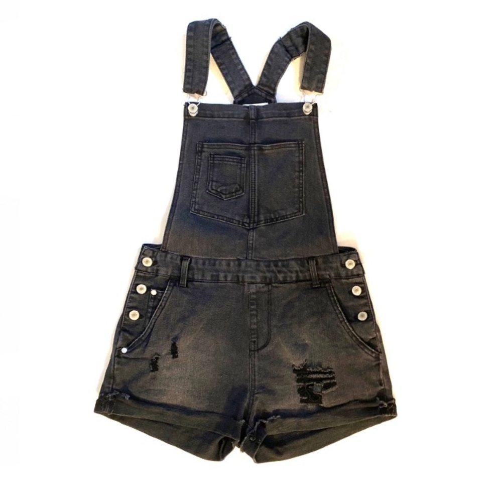 618 six one eight black bib overall shorts
